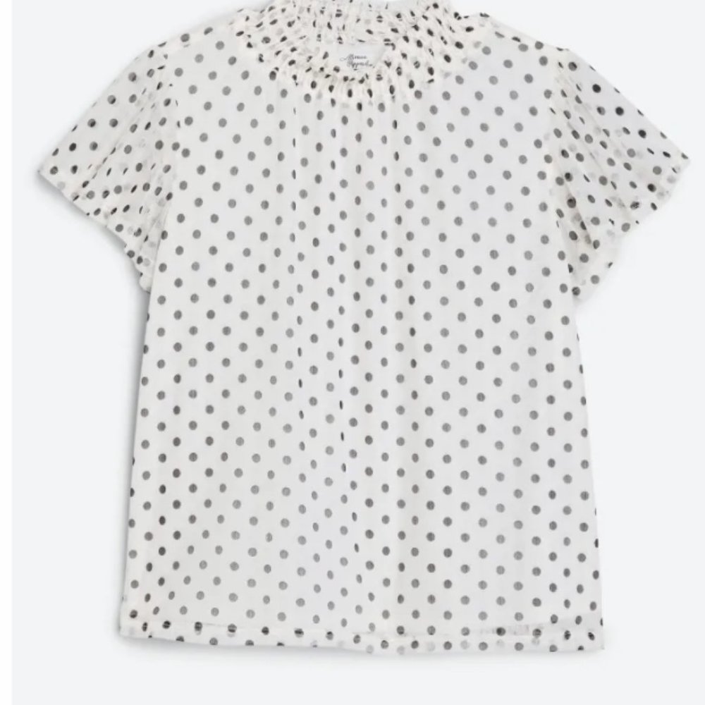 Mockneck stretch polka dot sleeve